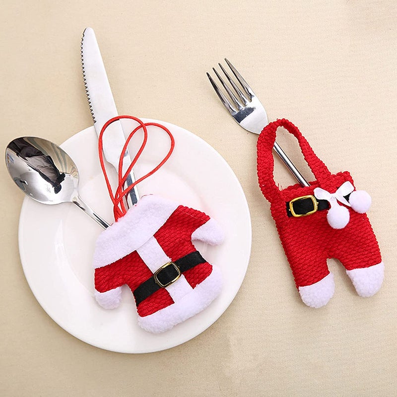MSQ Christmas Decorations Table Decorations 4pcs Christmas Knife and Fork Covers Red Christmas Snowman Pants Xmas Party Dinner Novelty Decorations Best for Thanksgiving Day/Christmas - Image 5